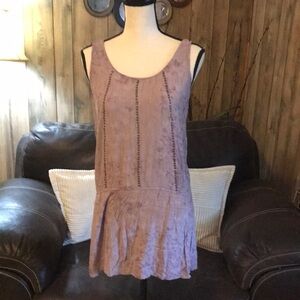 Akualani Mauve Sleeveless Studded Drop Waist Mini Dress Size M